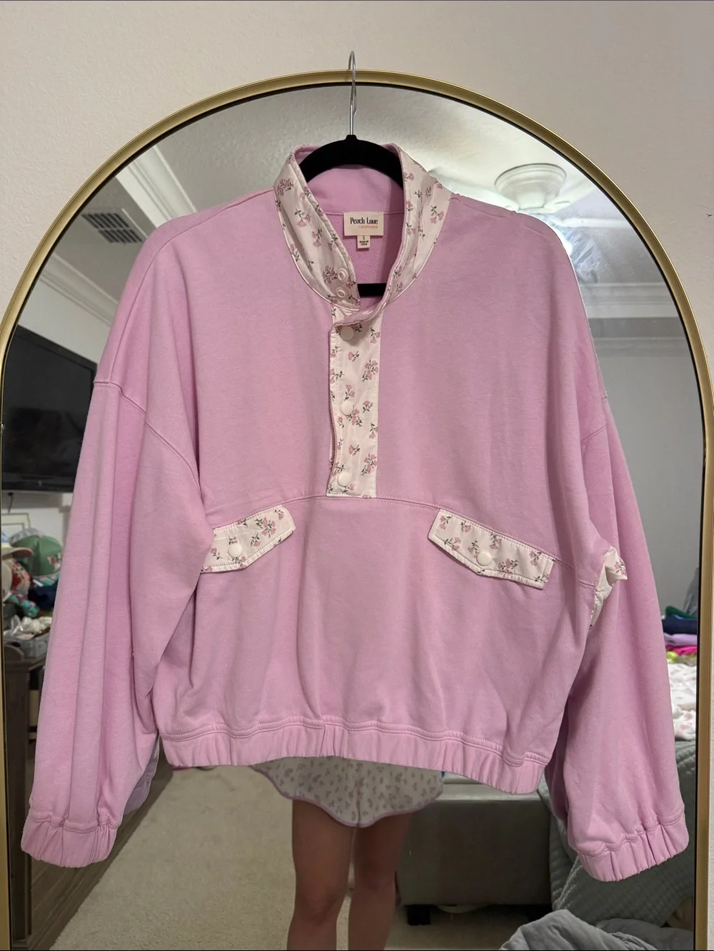 Peach Love Lavender/Pink Pullover and Floral Shorts Set - Picture 4 of 7